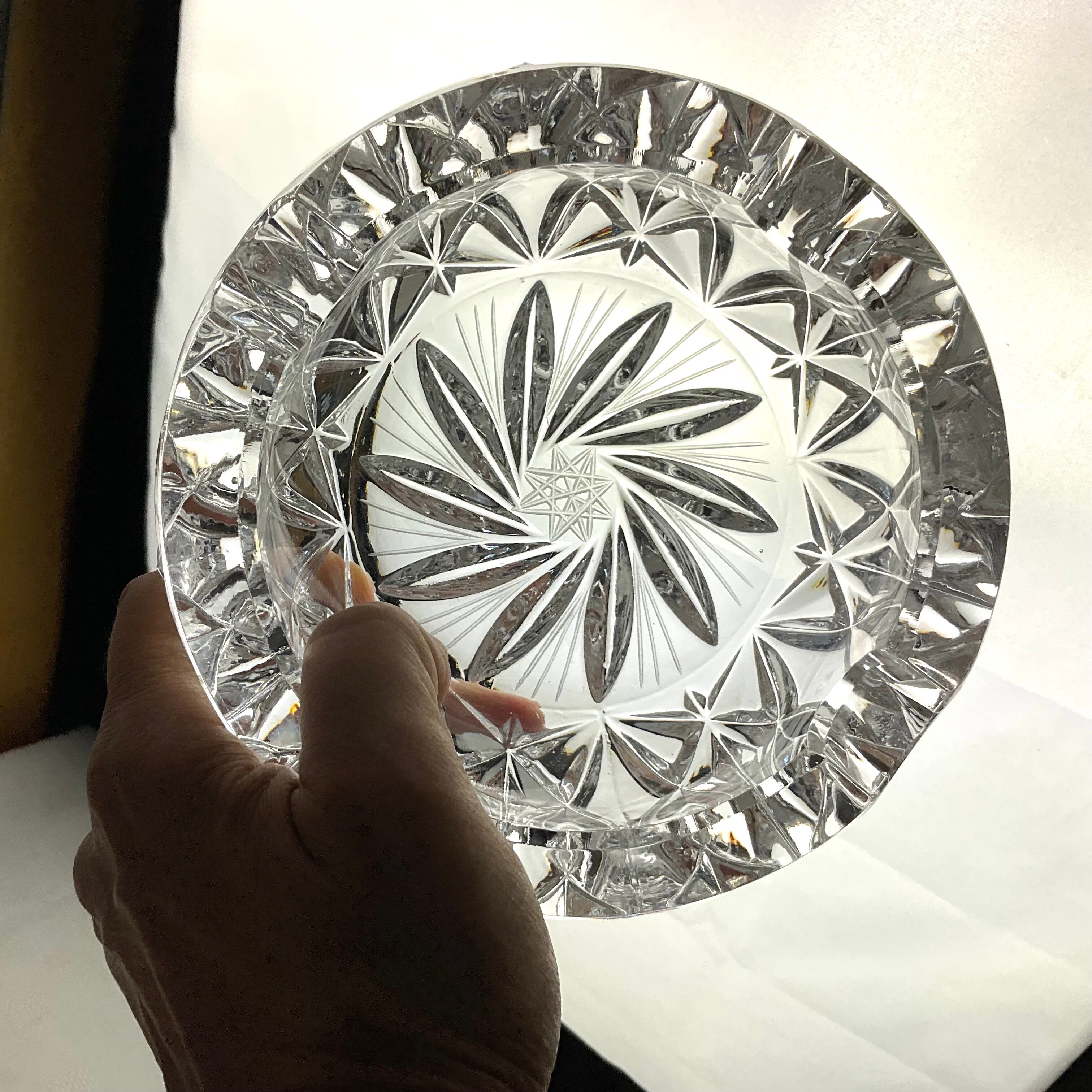 Solid crystal ashtray