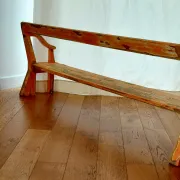 Large antique church bench 268 cm - Unique piece with flaking patina
