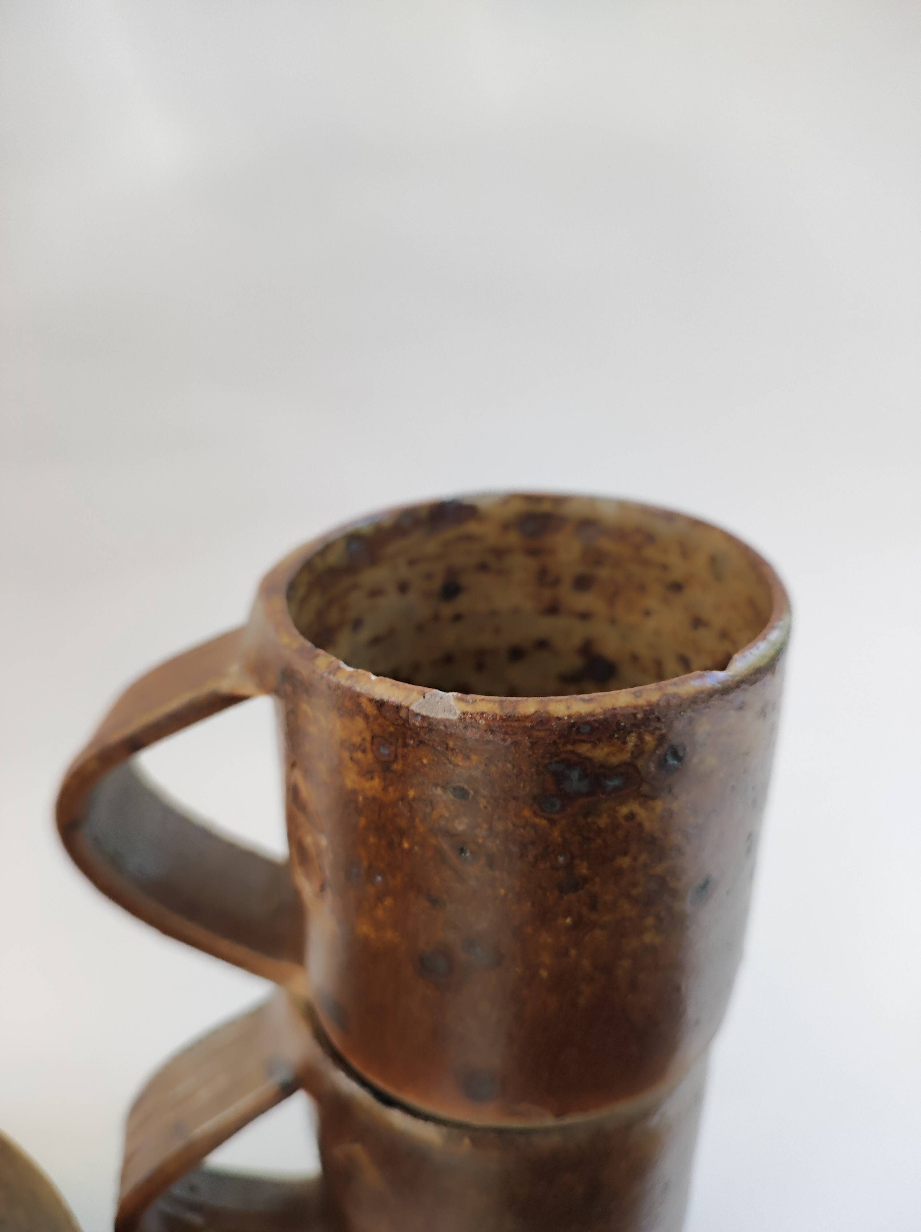 Lot de 4 tasses à café en grès de Puisaye