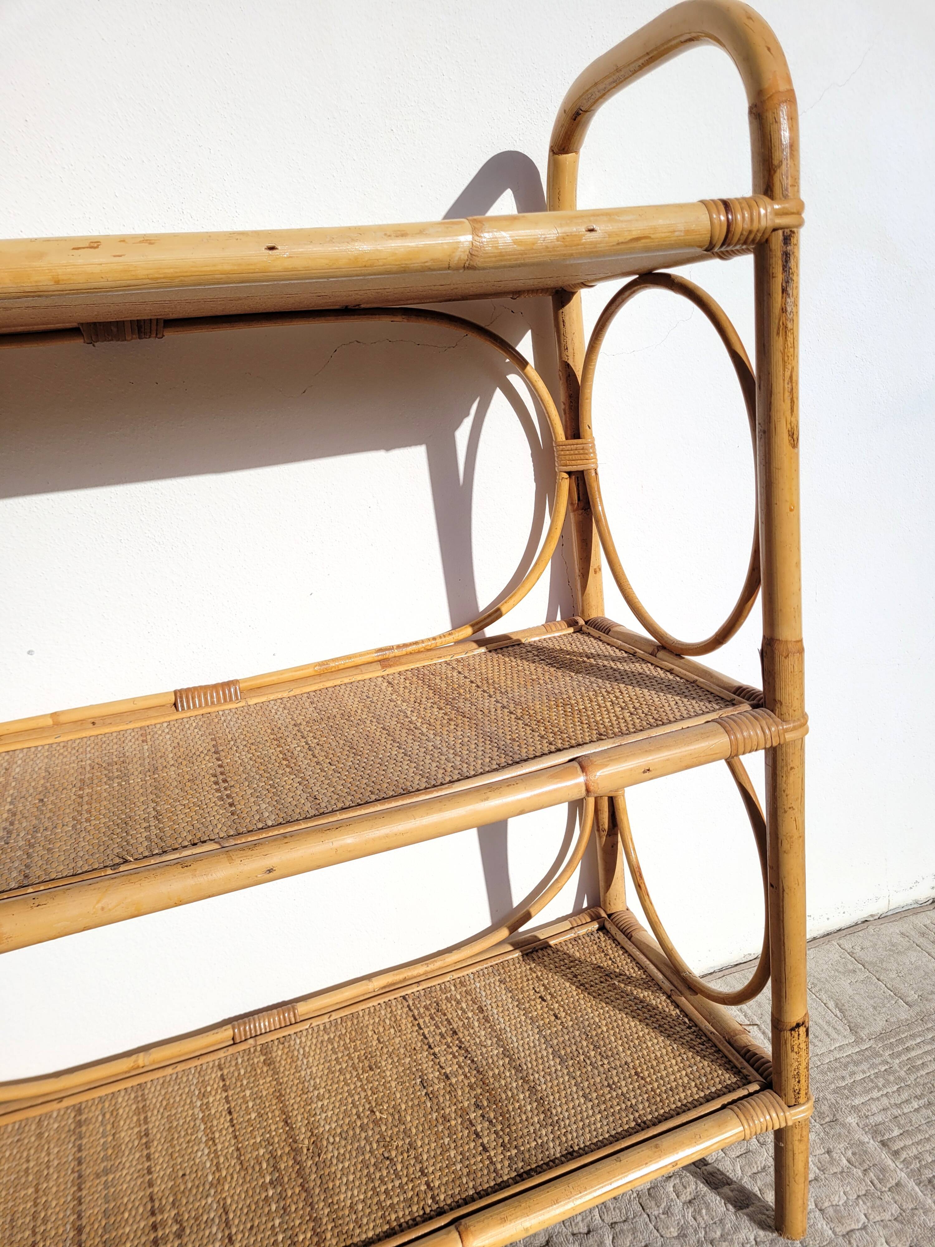 Library cabinet rattan shelf 1960
