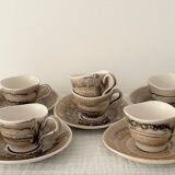 6 Cups and 5 Saucers Ecume model Faïencerie De Niderviller, Made in France