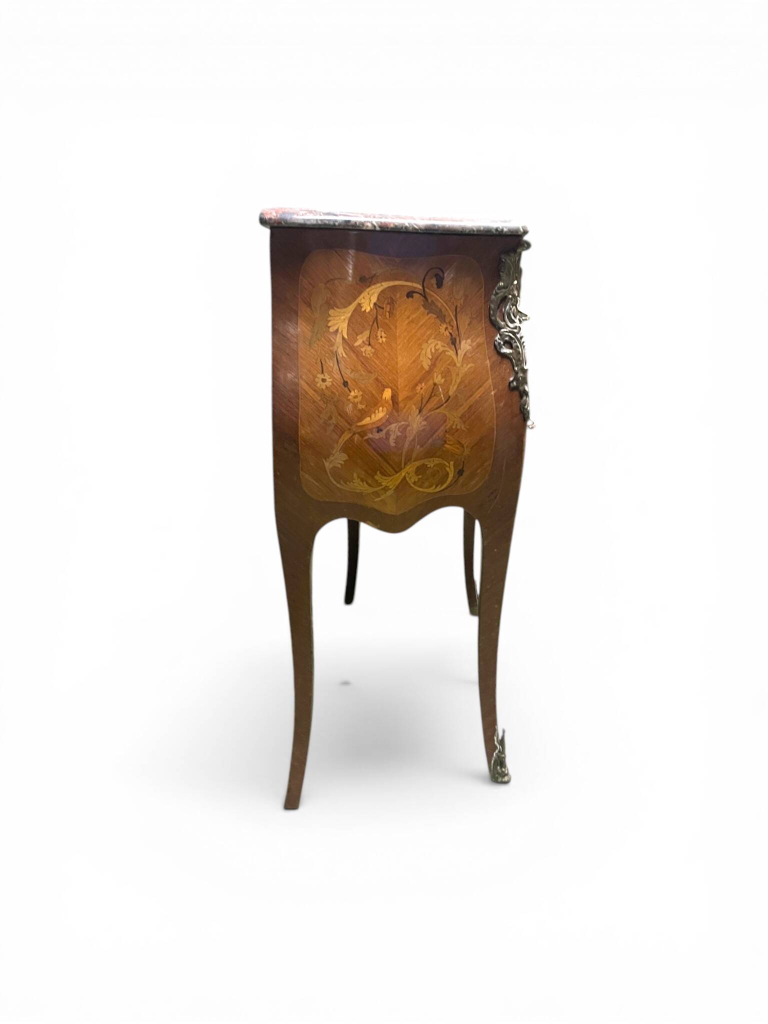 Curved veneered wooden commode in Louis XV / XX century style.