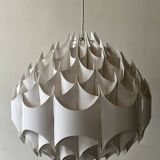 Rhythmic sculptural globe pendant light by H.Milanda, Scandinavian design 1970