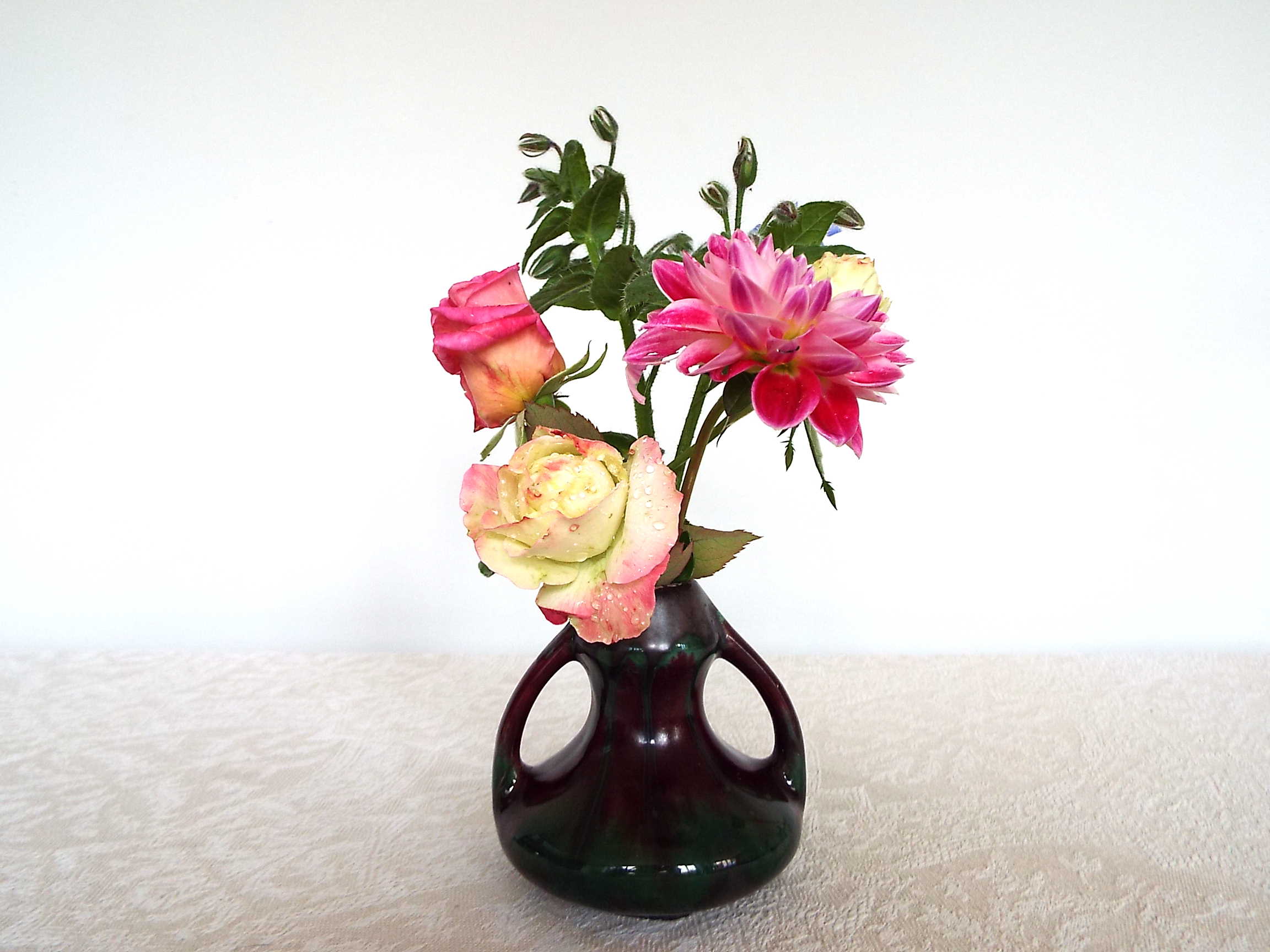 Flamed stoneware vase candle holder