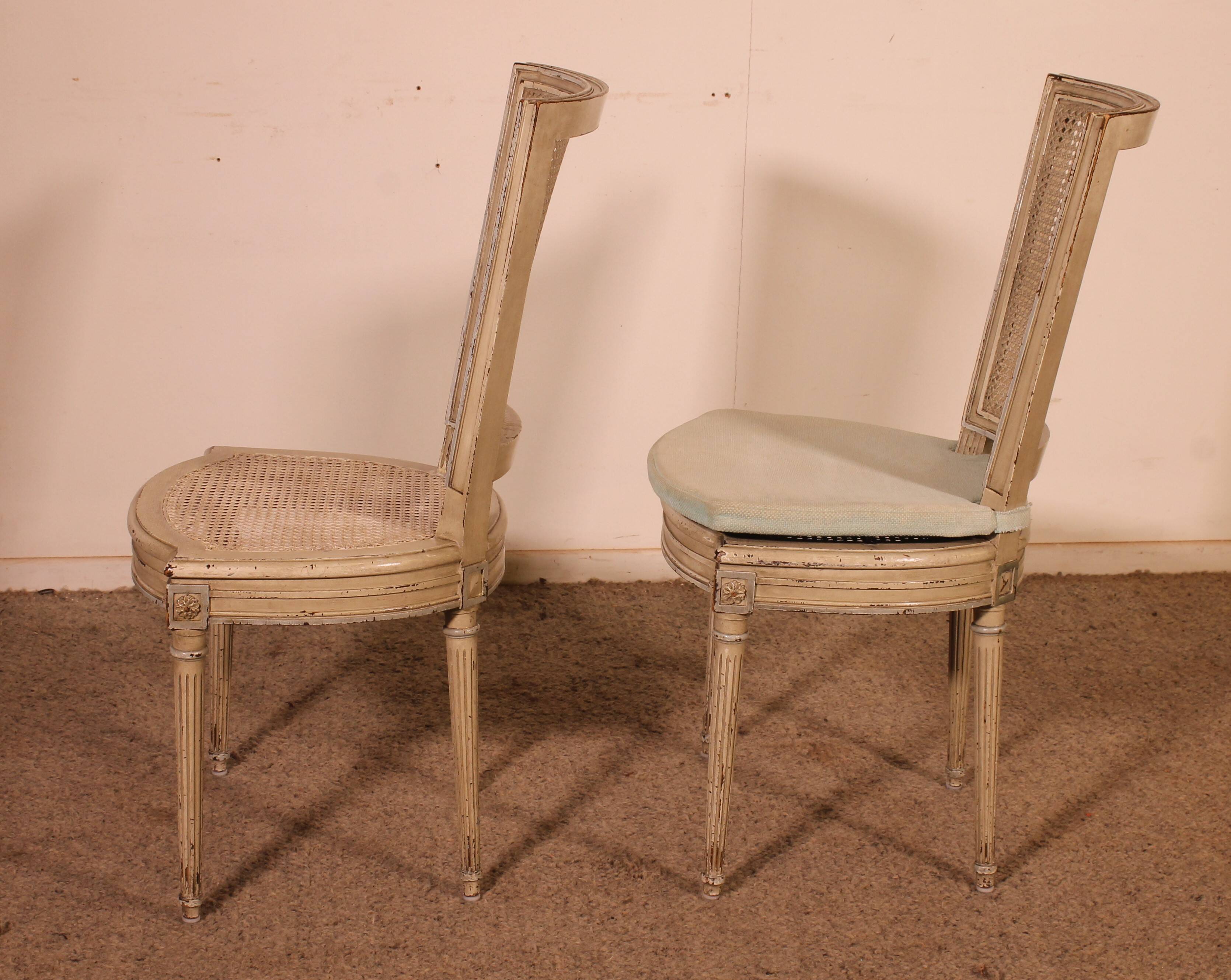 Set Of 12 Louis XVI Style Chairs In Polychrome Wood - 19th Century