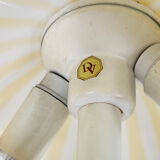 Lampe de table à rayures jaune en verre de murano par dv, 1970