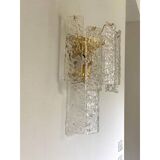 Pair of contemporary hammered strips ”listelli” murano glass wall sconces