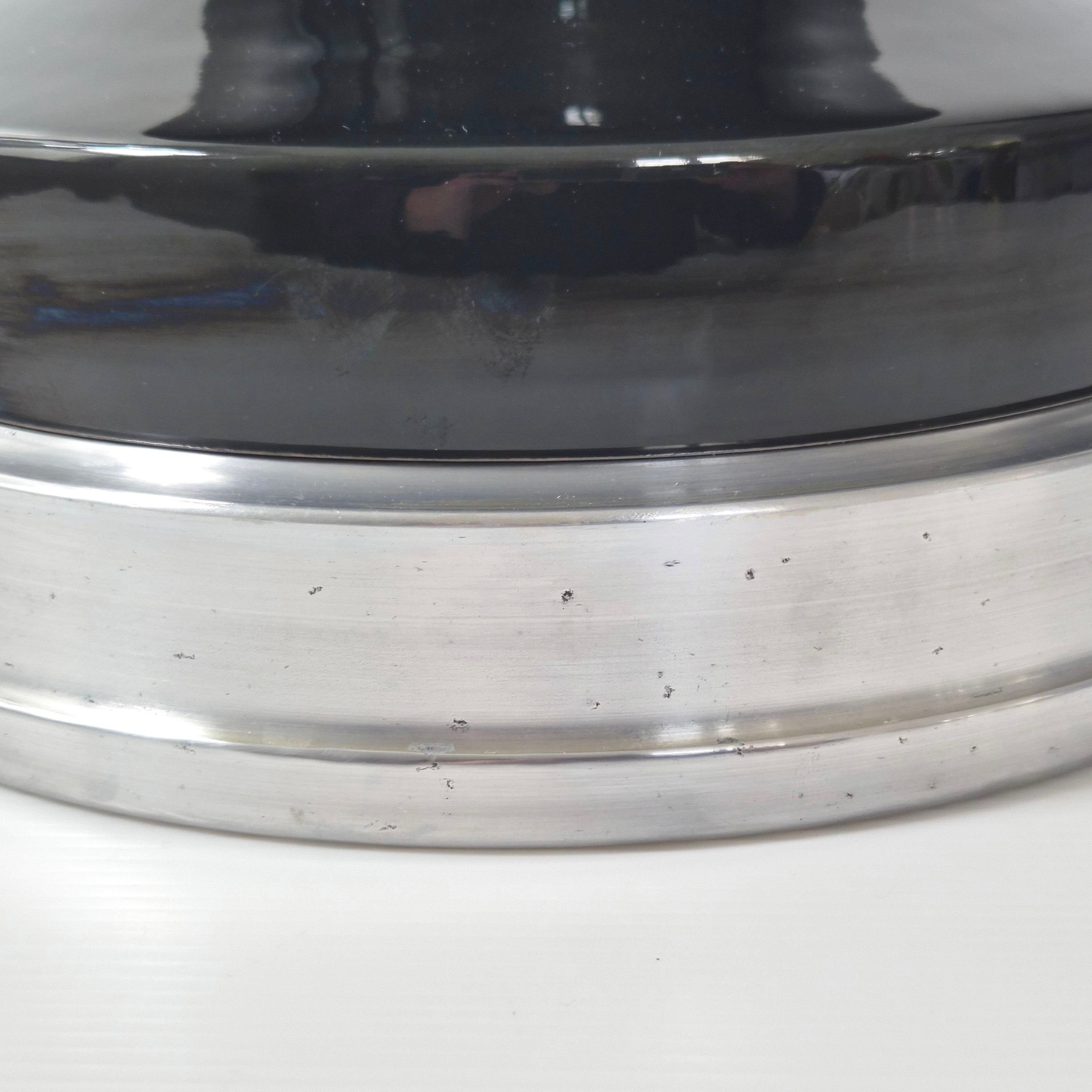 Vintage 1960 lamp in ceramic & silver aluminium