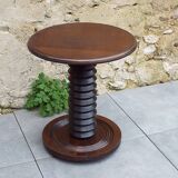 Round side table in turned wood