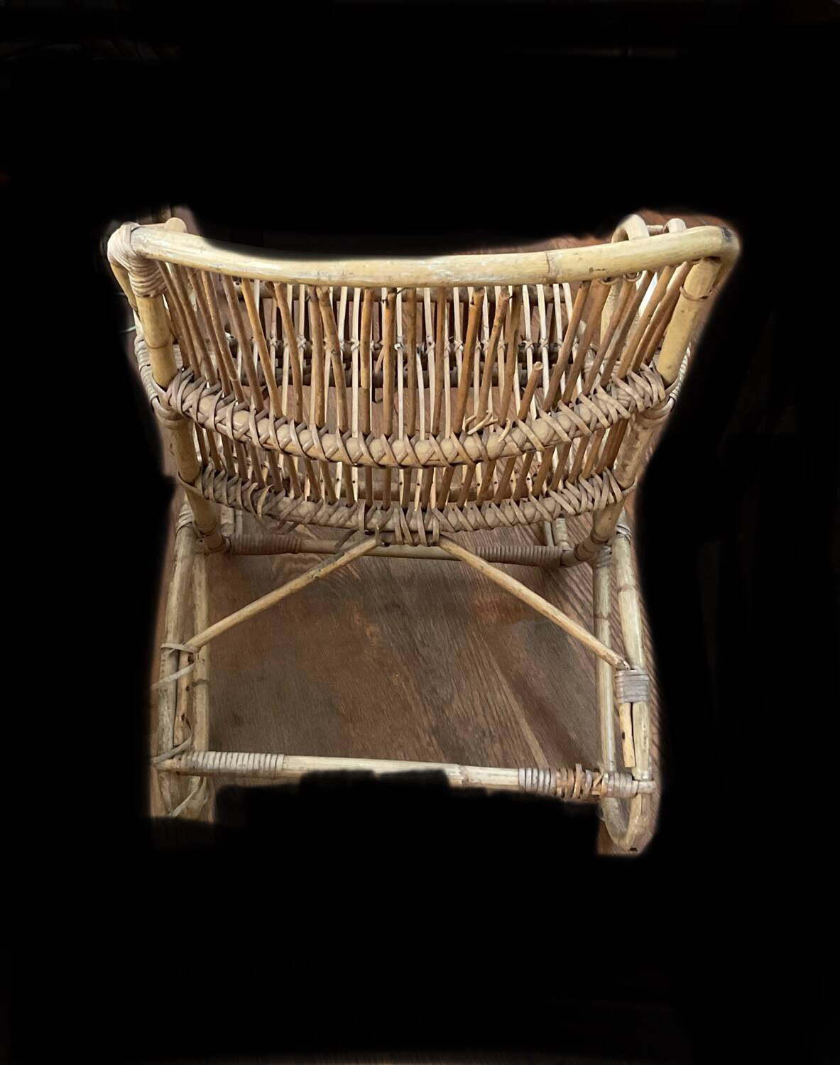 Vintage 70s rattan wicker armchair