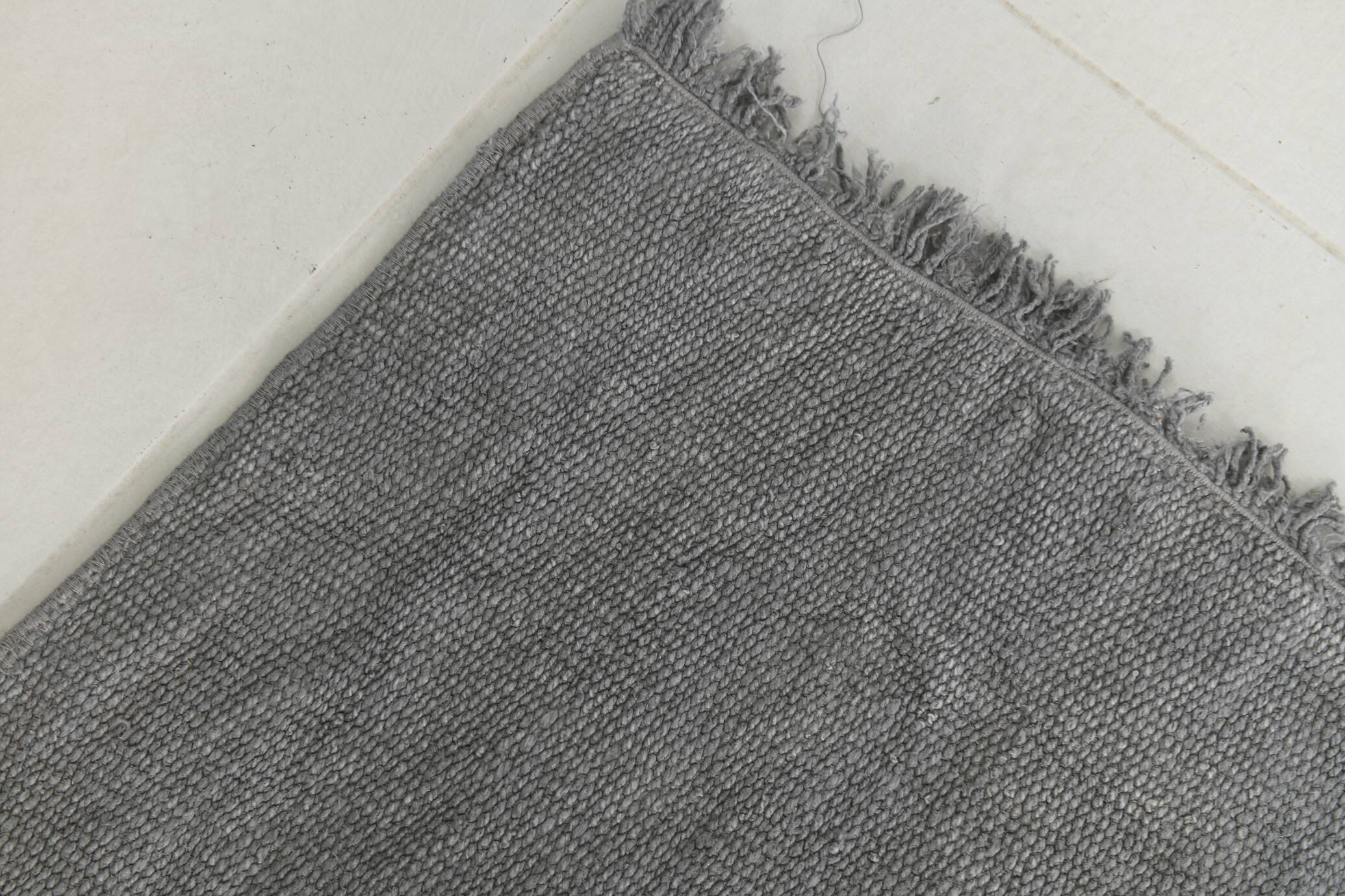 Light Gray Handmade Vintage Kilim Runner Rug, 62x192 Cm