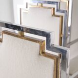 Set of 6 armchairs in stainless steel and brass.