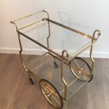 Neo-classical table in gilded metal and glass