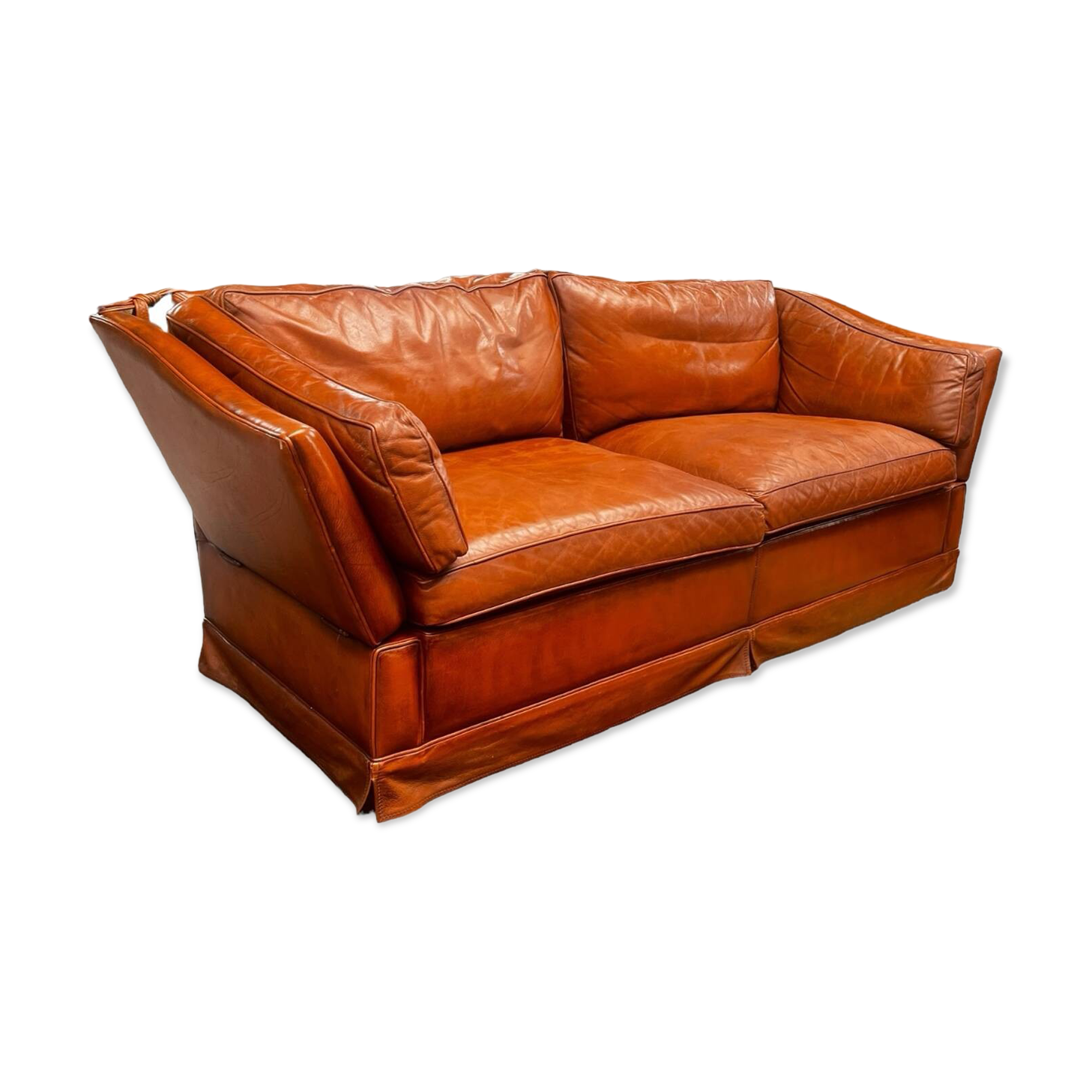 Canapé confortable en cuir véritable avec pieds de support