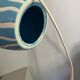 Blue ceramic lamp and rattan