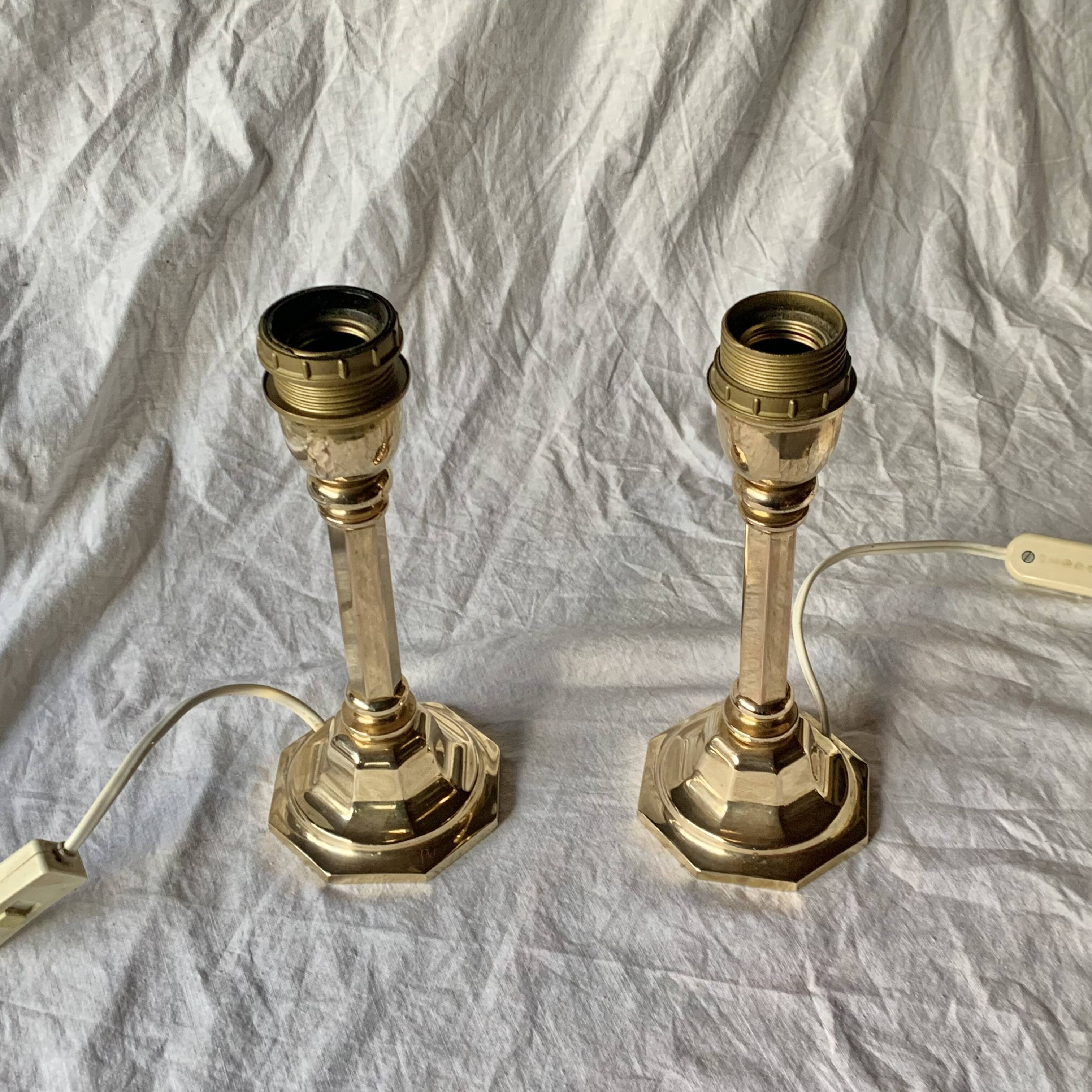 Pair of vintage brass lamp bases