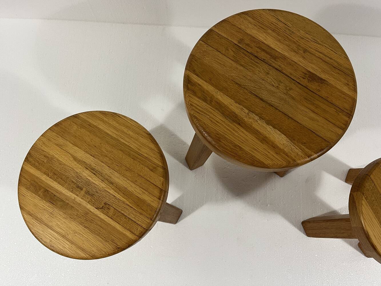 Brutalist blond oak side tables 1980’s