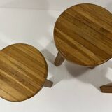 Brutalist blond oak side tables 1980’s