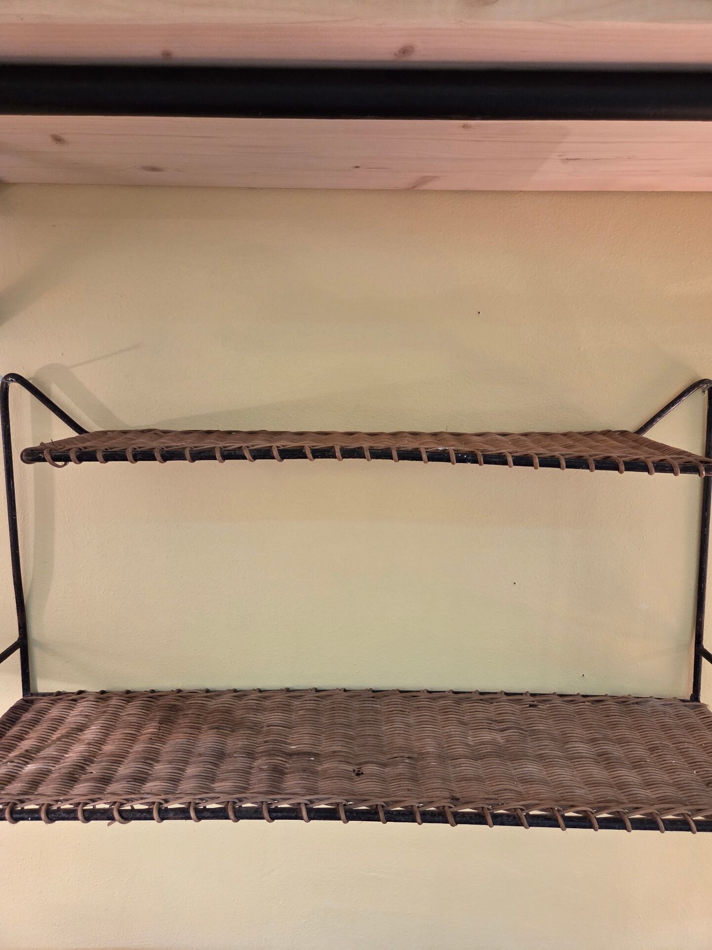 Wall shelf, metal and rattan