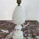 Alabaster lamp, twisted, gadroon decoration, gilded brass base, dolphins
