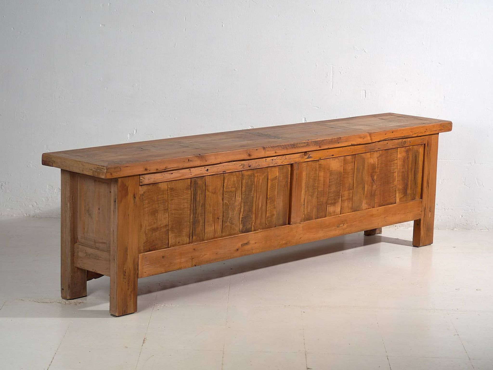 Storage unit, sideboard in painted wood and original blue patina, c.1850