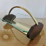 Rosewood, brass and glass centerpiece, art deco, 1930s-40s