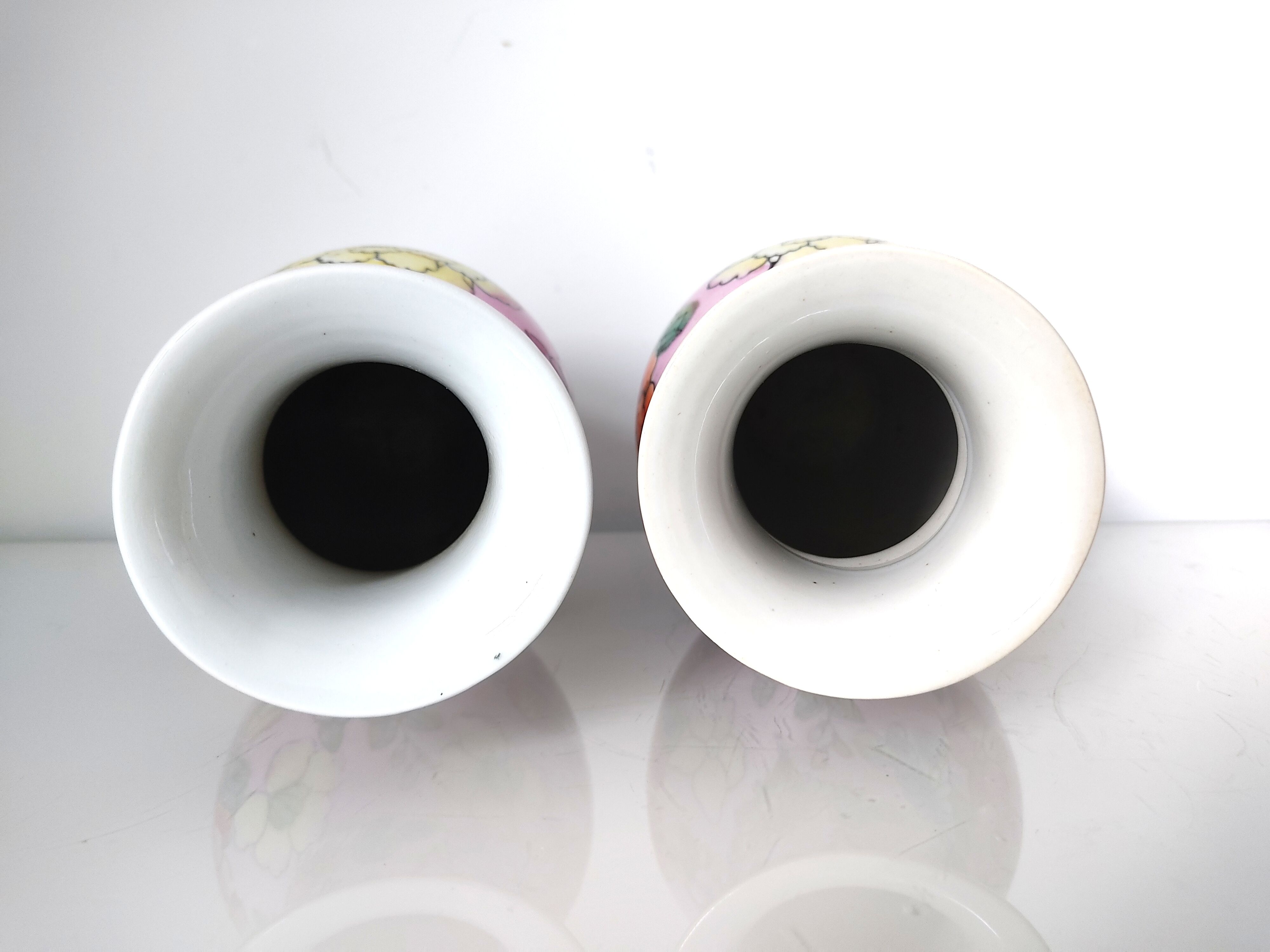 Pair of flowered Chinese vases