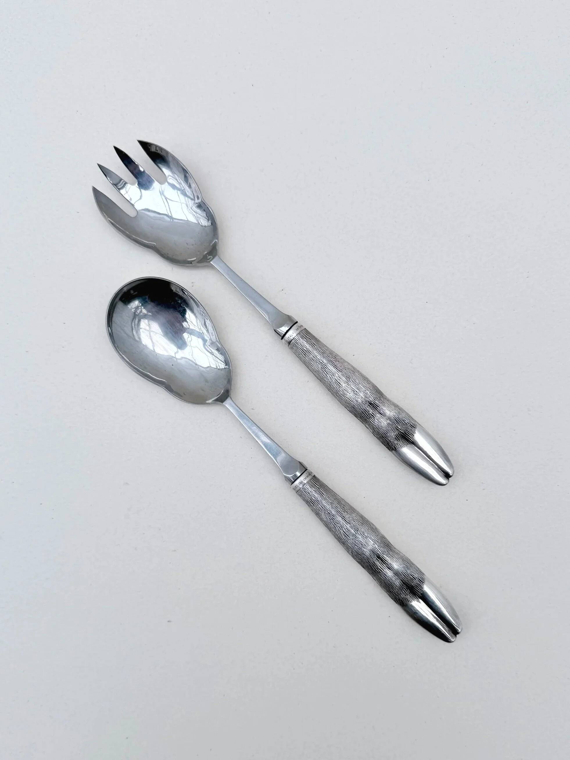 Christian Dior salad servers with 925 sterling silver handles, Italy