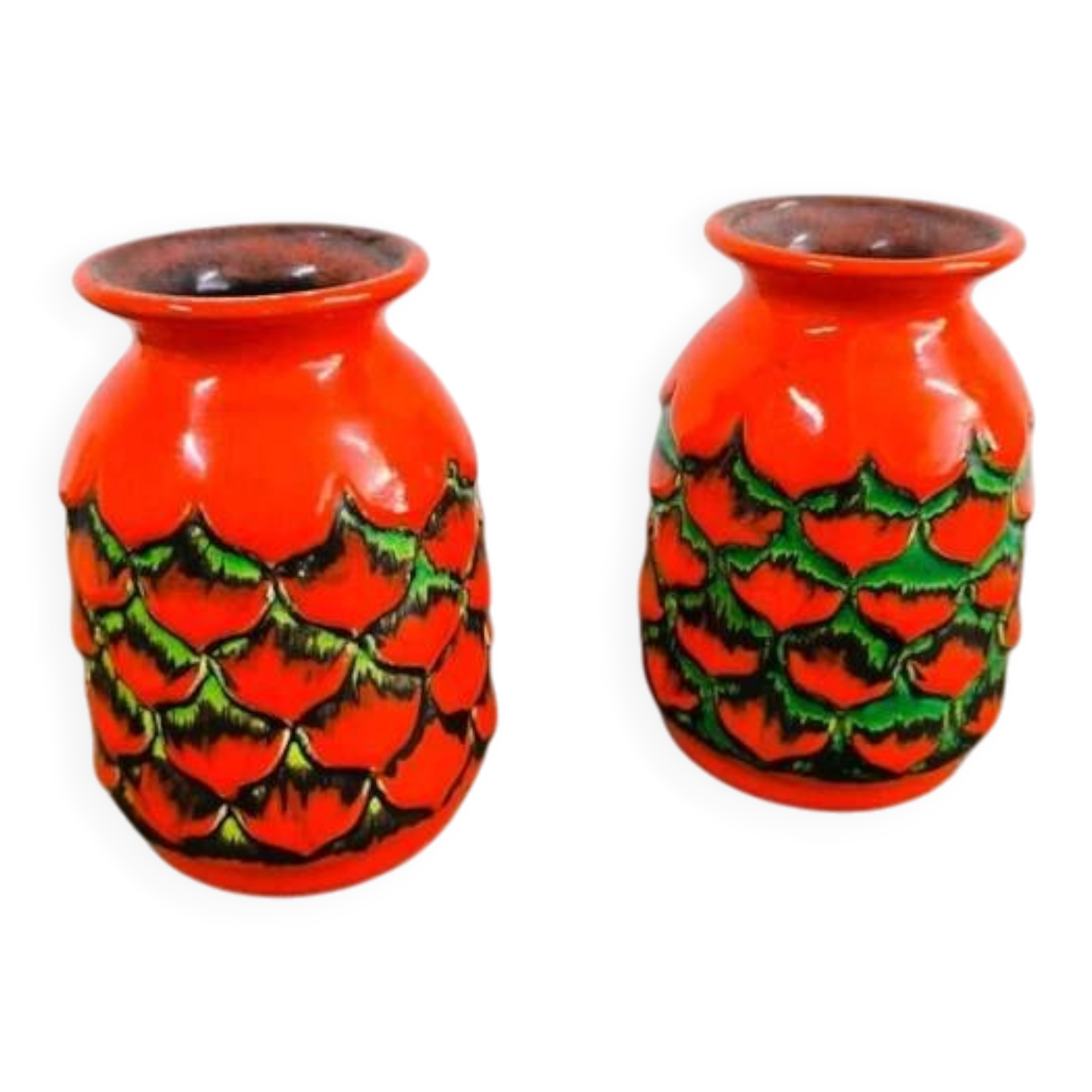 Lot de 2 vases jasba ananas orange