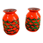 Set of 2 orange pineapple vases by Jasba.