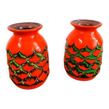 Lot de 2 vases jasba ananas orange