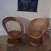 Lot de 2 fauteuils rotin vintage