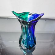 Sommerso green and blue vase by Seguso, Murano glass, Italy, 1970