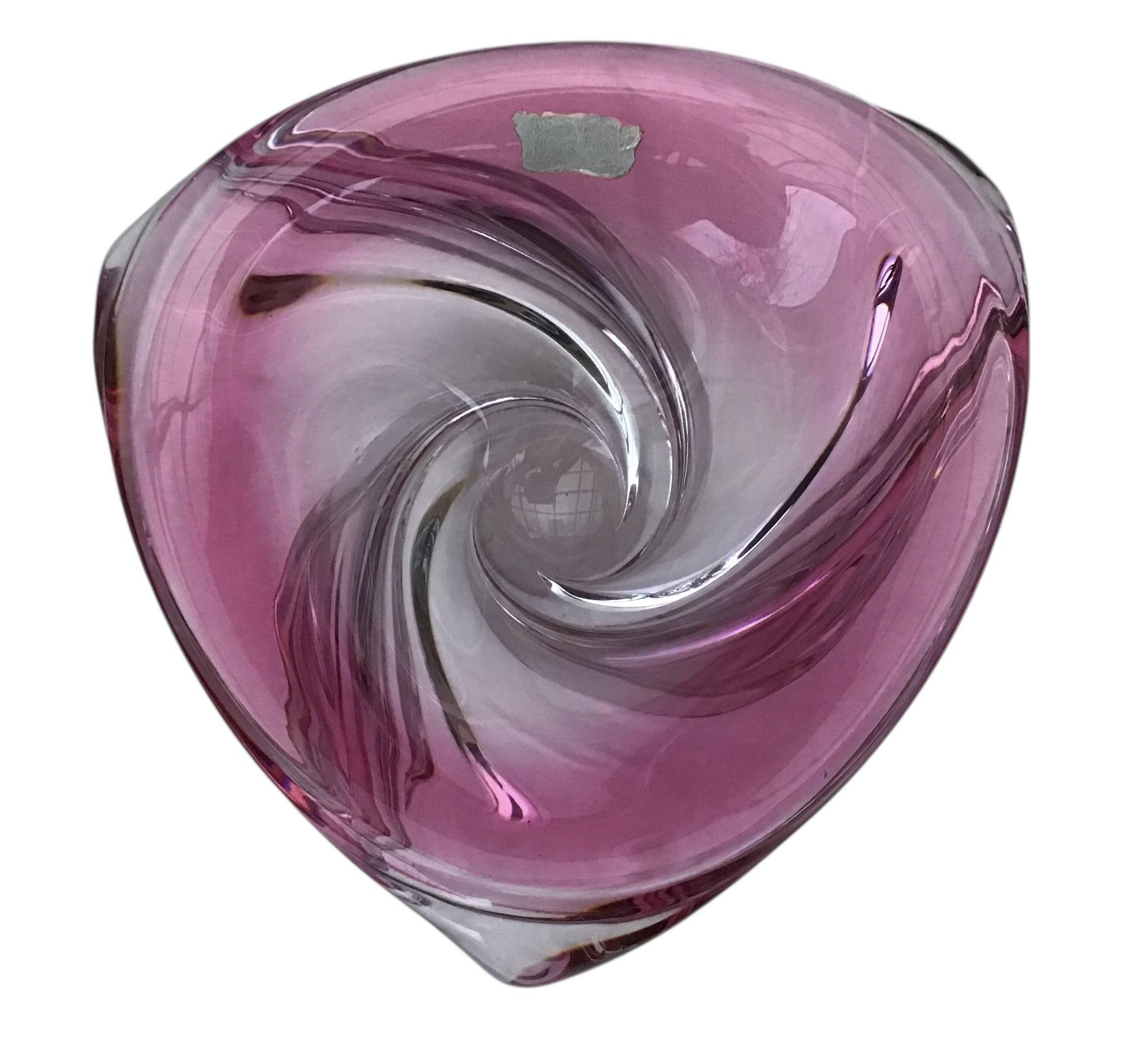 Vase Wave Val-Saint-Lambert ruby submerged design Delvenne 1950