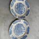 2 small antique Sarreguemines plates - Blue landscape decoration