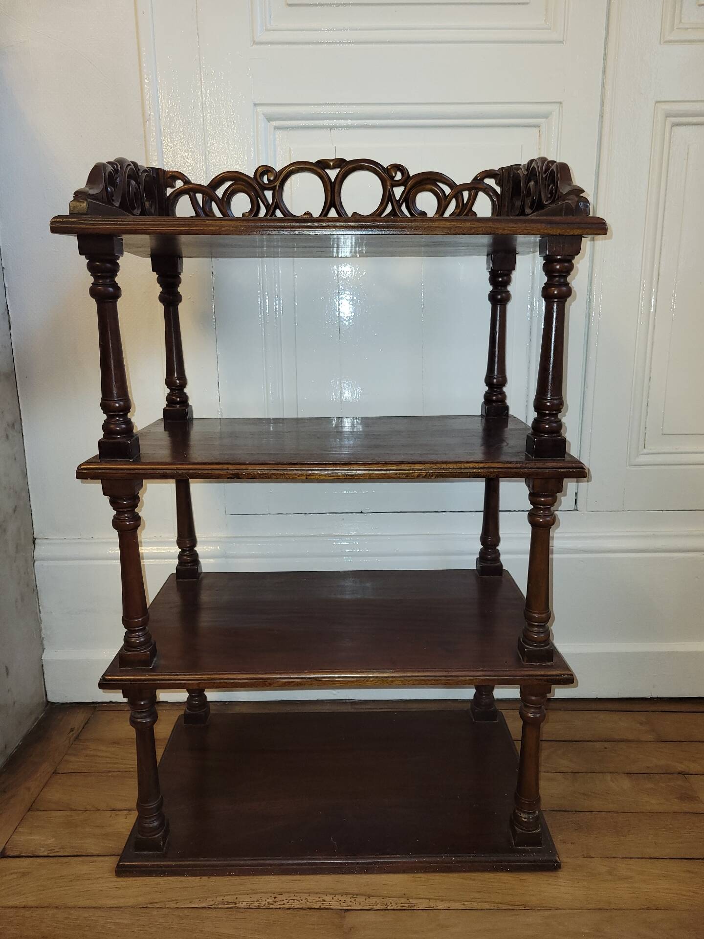 Antique Art Nouveau shelf in carved wood