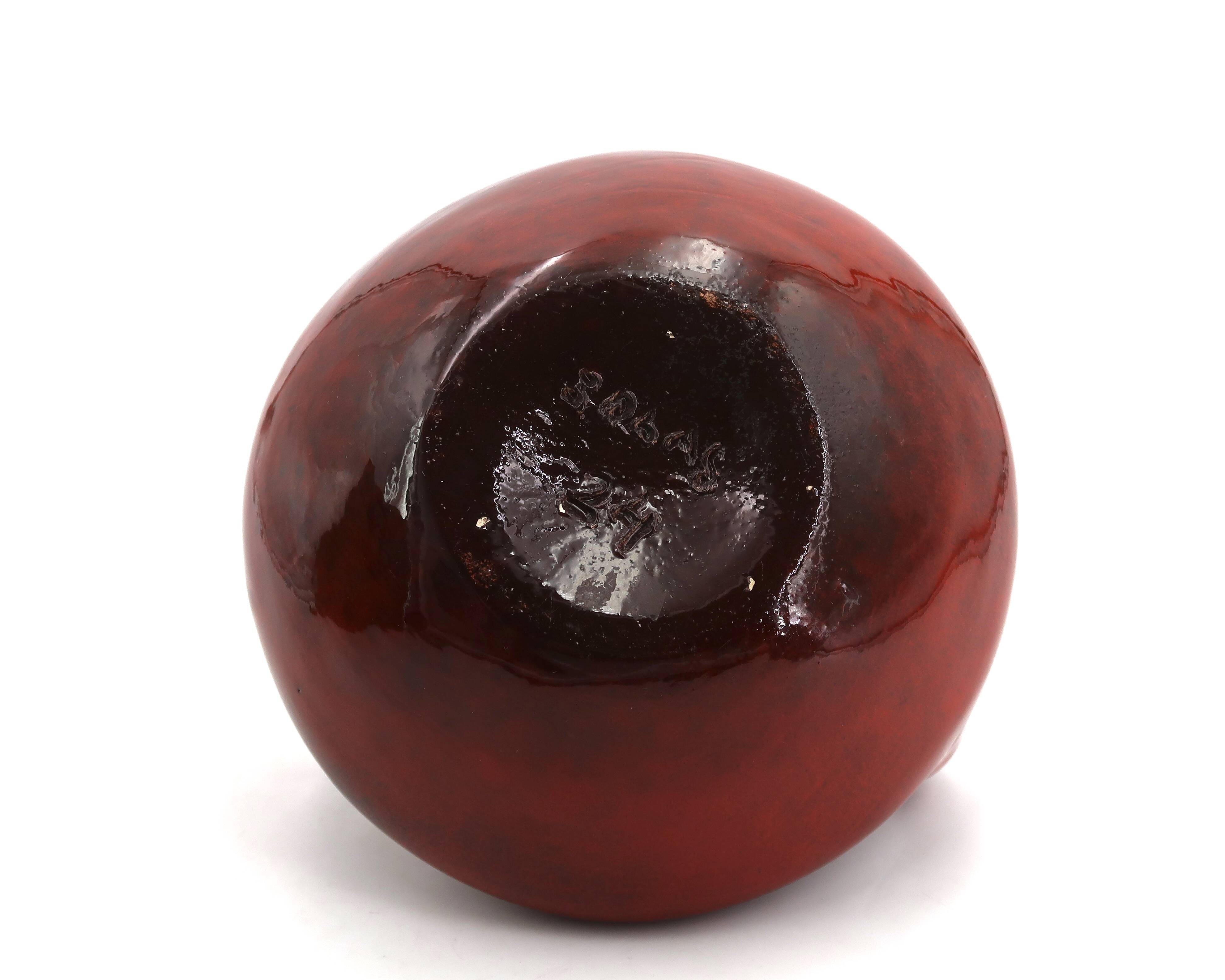 Blood red ceramic handled vase by Max Idlas, 1960s.