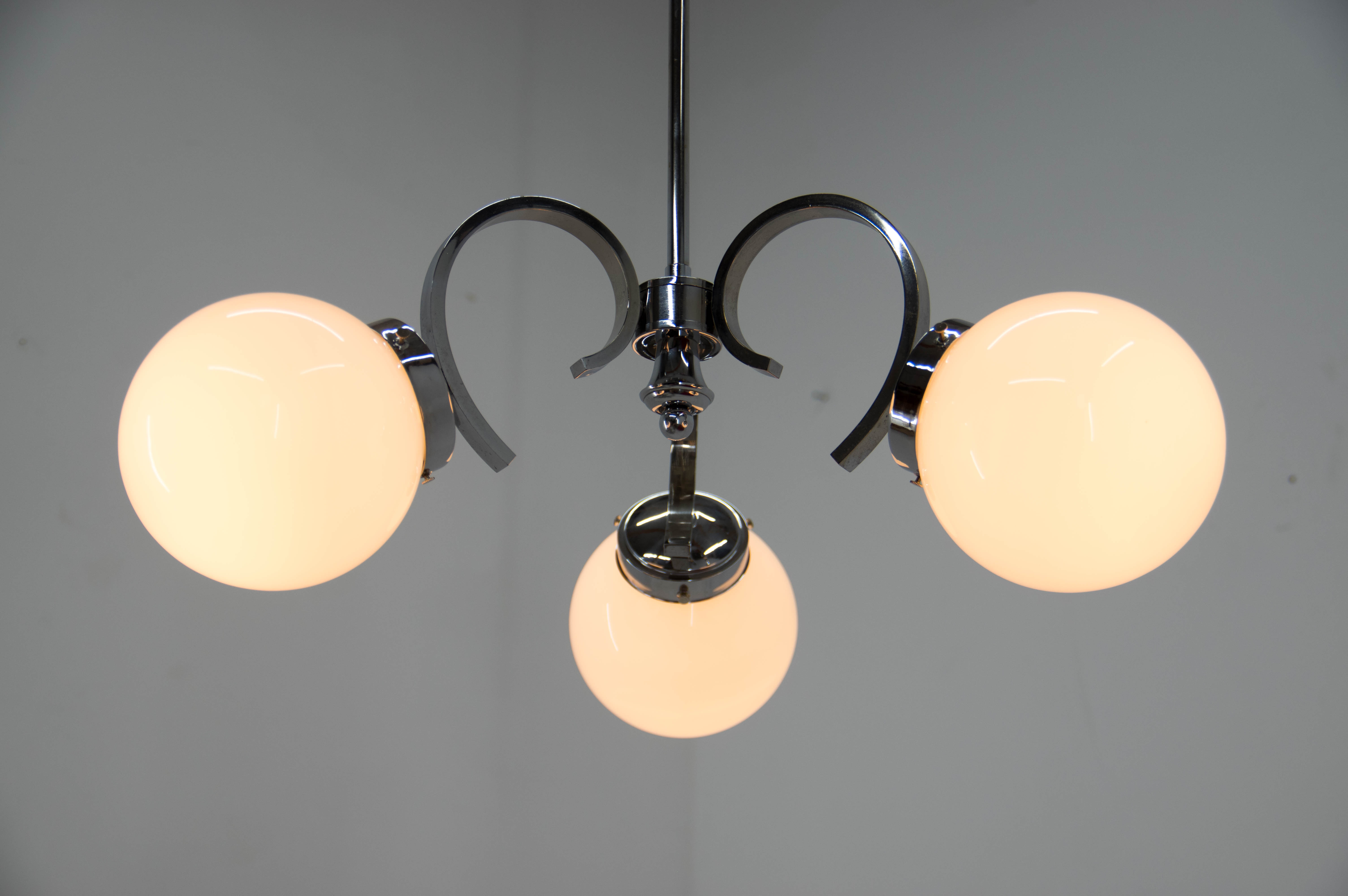 Art deco chandelier, 1930s, restored