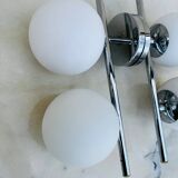 2 vintage double opaline globe wall lights 1960