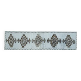 Tapis couloir vintage turc Oushak fait main en laine et coton bleu 91x352 cm des années 1970