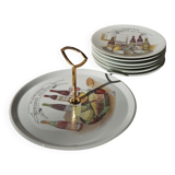Plateau de fromages en porcelaine avec 6 assiettes assorties