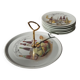 Porcelain cheese platter with 6 matching plates.