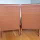 Scandinavian vintage brown skai and wood armchairs