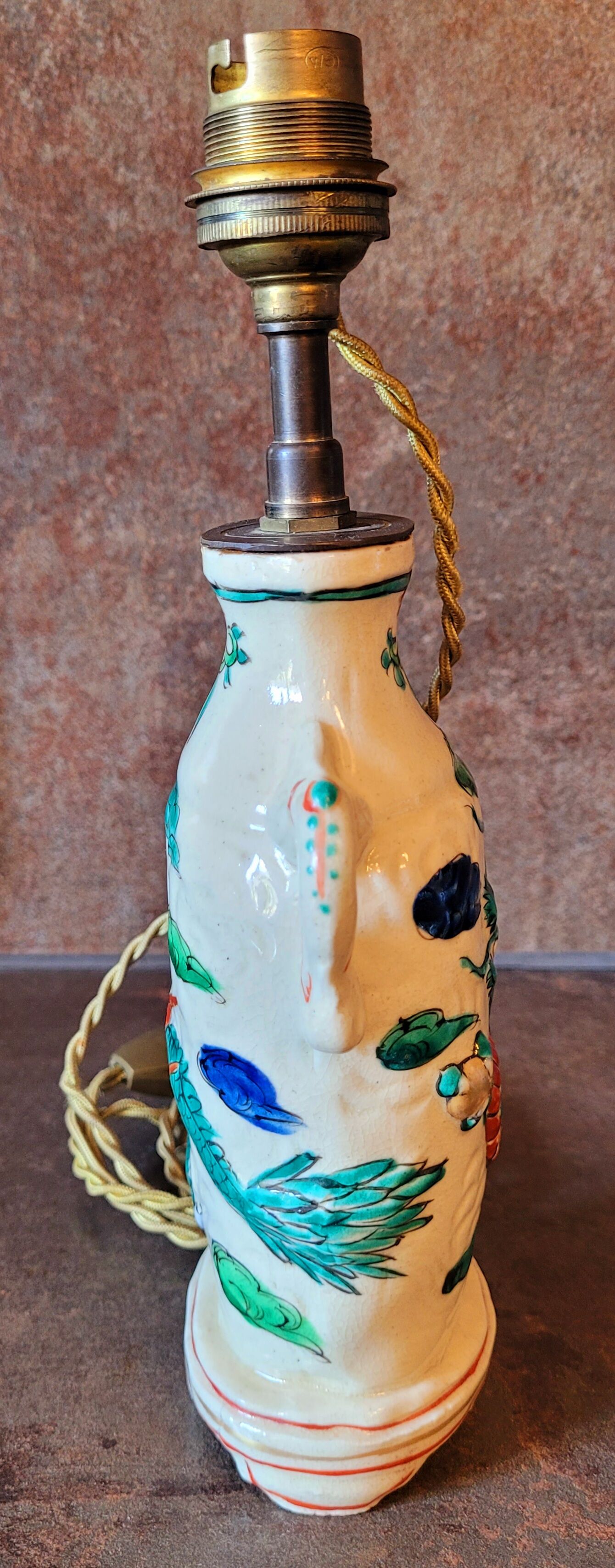 Old vintage ceramic lamp foot signed Asia China Japan