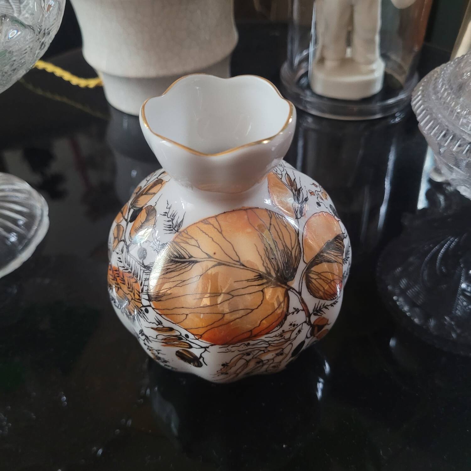 Vase en porcelaine Lomonossov dorée, Russie années 1950-70