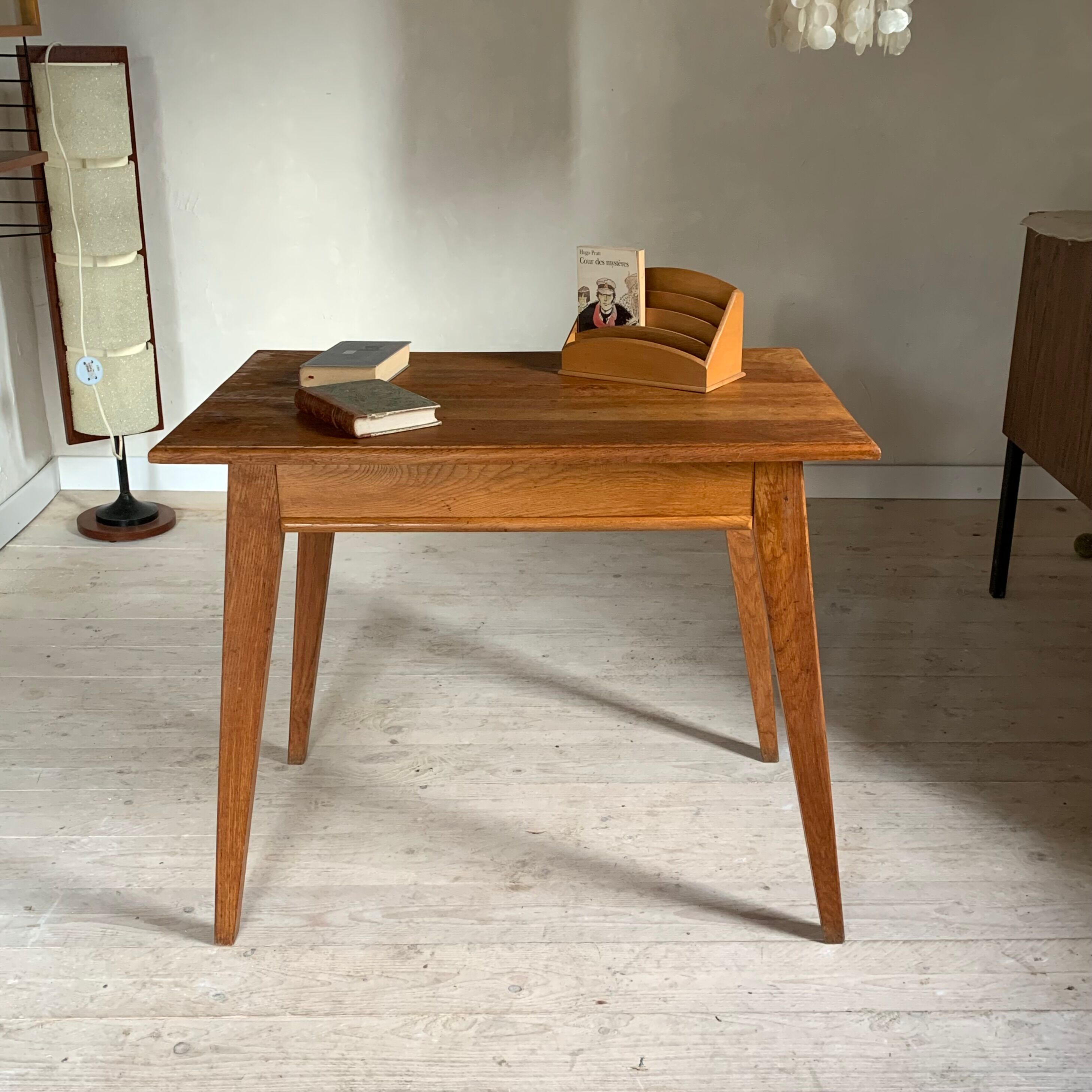 Vintage oak desk foot compass