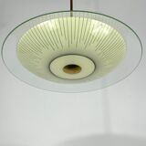 Lustre en verre incurvé du milieu du siècle des années 50