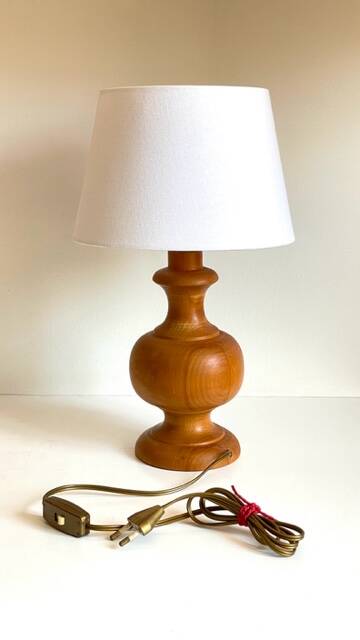 Vintage turned wooden lamp