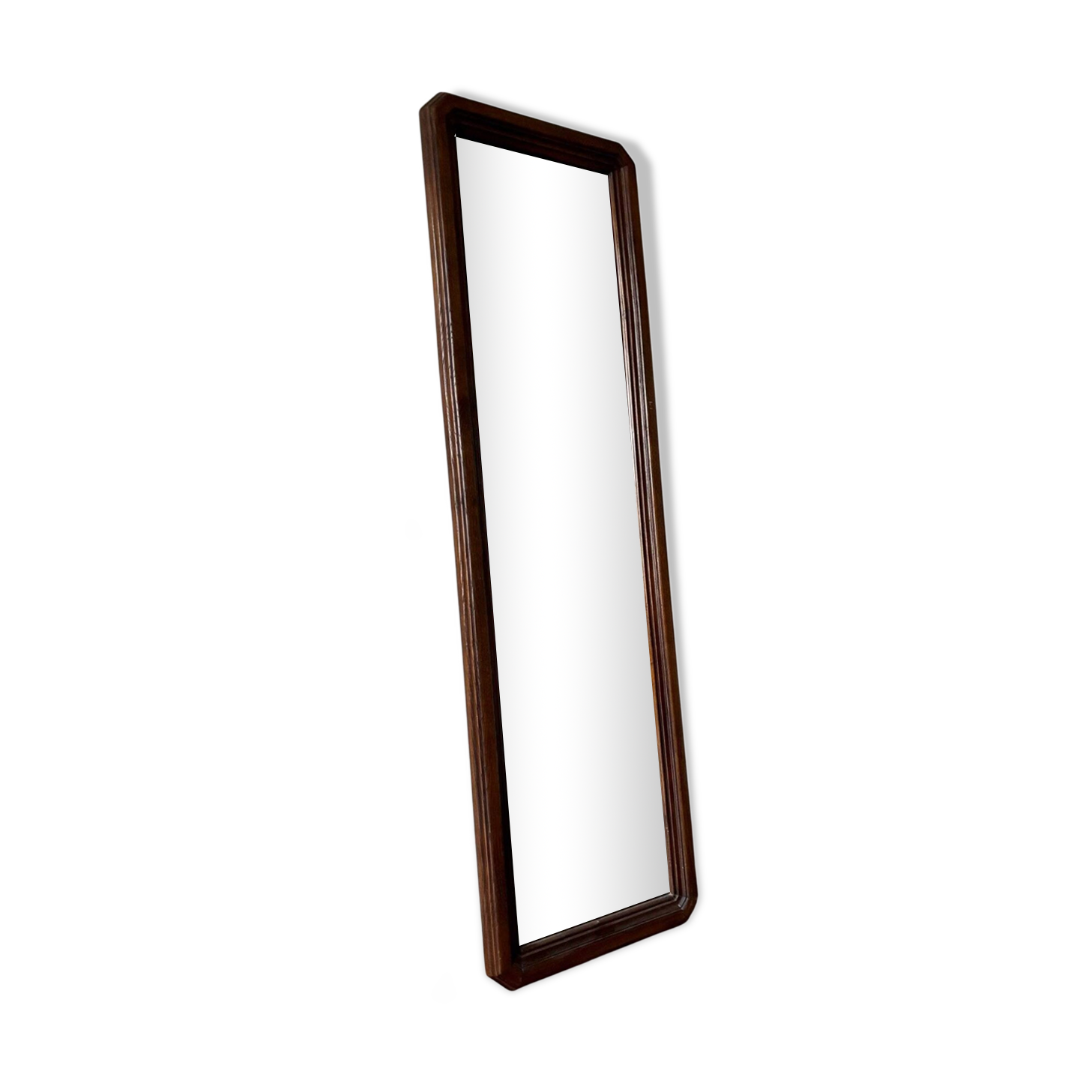 Full-length rectangular mirror in dark wood