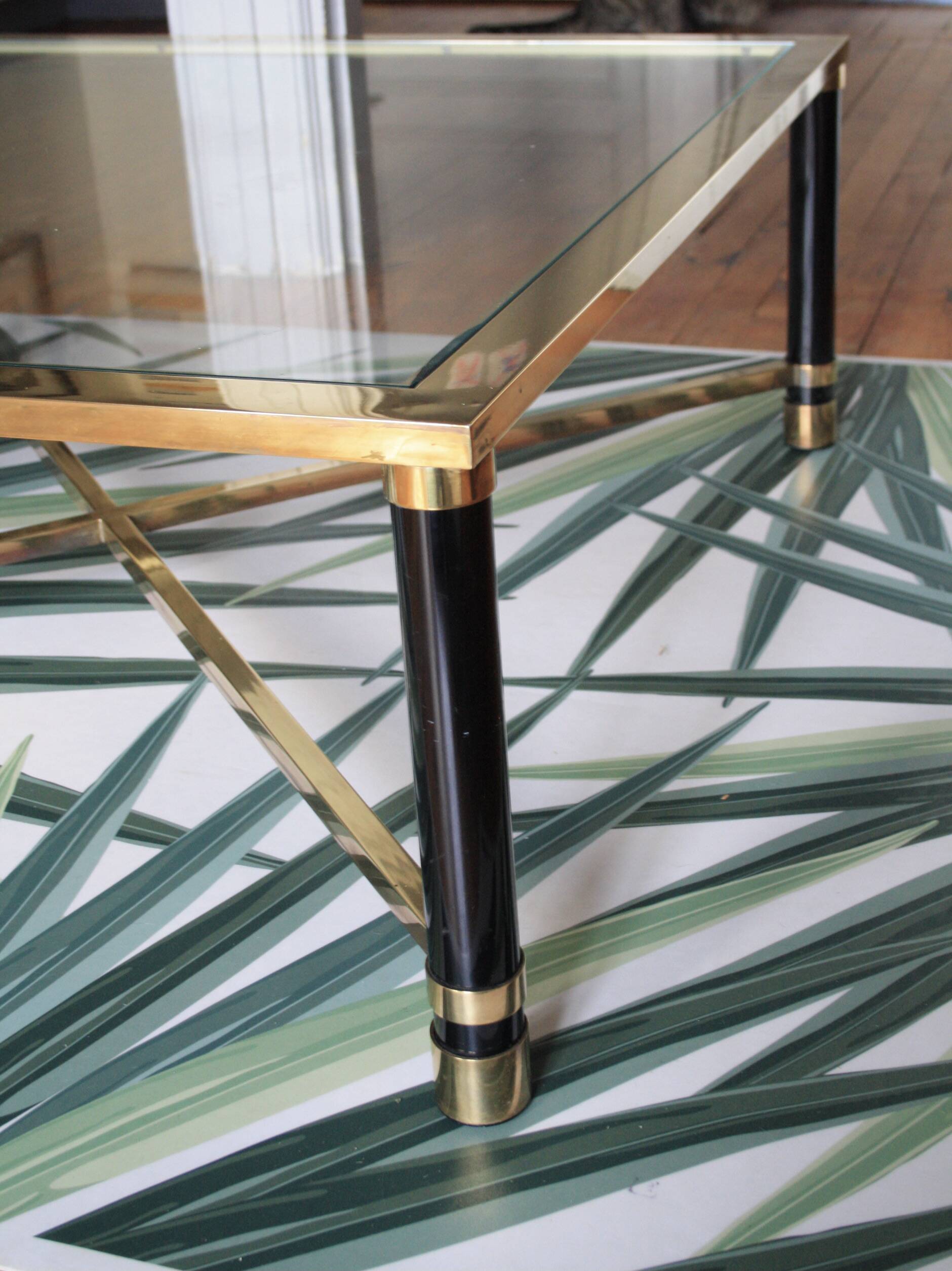 Square brass glass coffee table